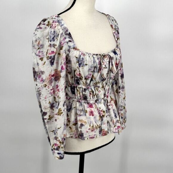 J‎ Crew x Flora Obscura Blouse Cinched-waist Top  Kaleidoscope Floral Size 2 - Picture 8 of 16